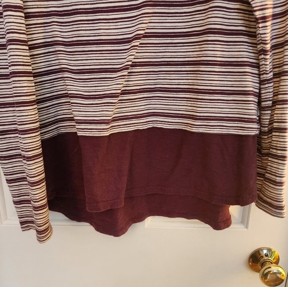 Toad & Co Stripe out solid hemp long sleeve tee Maroon and white size xl organic - Picture 7 of 9